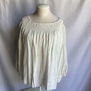 OneTeaspoon White Long Sleeve Peasant Top